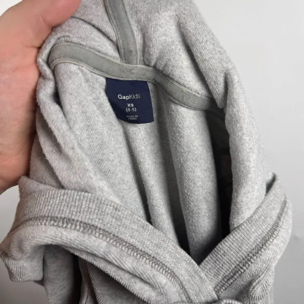 Gap Kids Girls XSmall 4-5 Gray Long Sleeve Hooded TShirt Dress Sweatshirt Casual